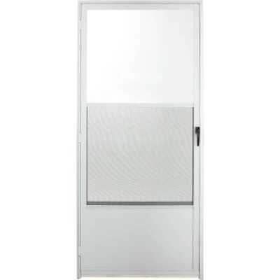 Croft Imperial Style 36 In. W x 80 In. H x 1 In. Thick White Self-Storing Aluminum Storm Door