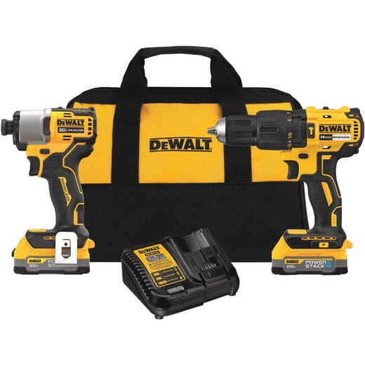 DEWALT 20V MAX 2-Tool Brushless Cordless Hammer Drill/Driver & Impact Driver Combo Kit with (2) 1.7 Ah POWERSTACK Batteries & Charger